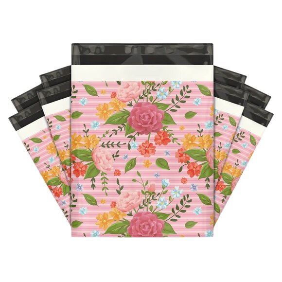(50) Floral Rose Poly Mailers 10”x13” - Picture 1 of 2